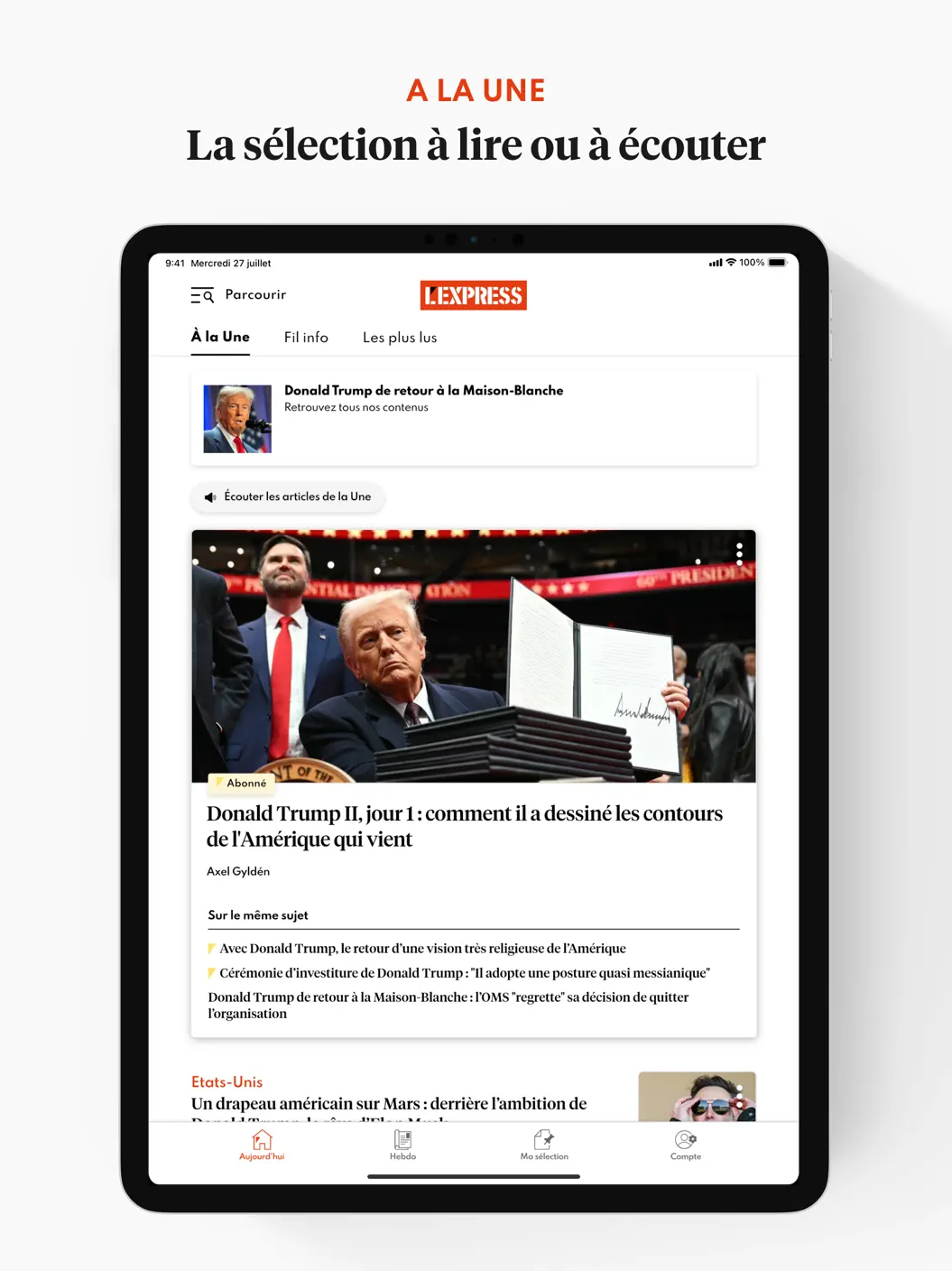 L'Express app screen 1